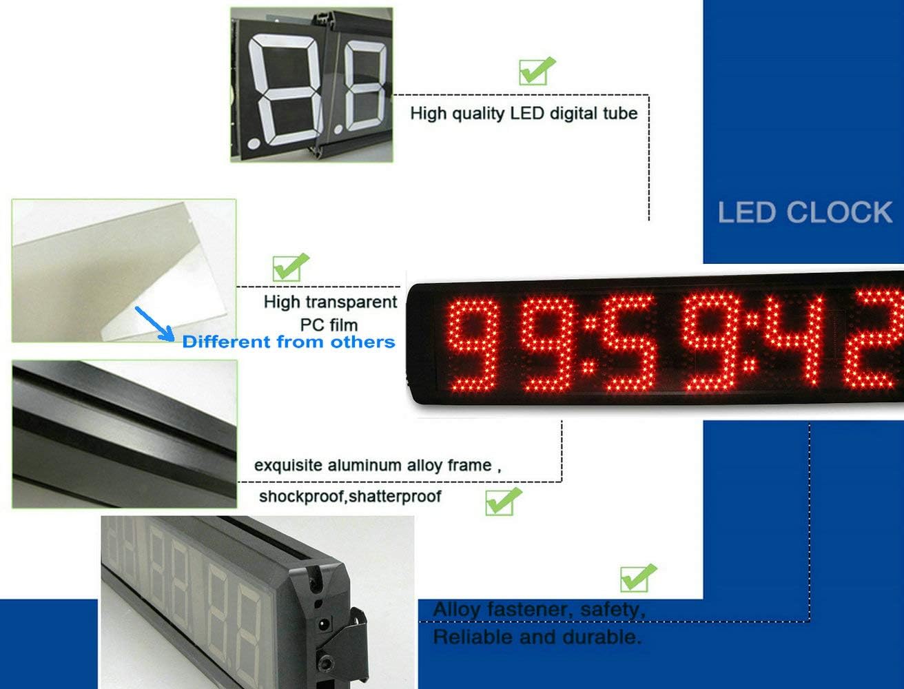 5 Inch LED Race Timing Clock with Tripod for Running Events 6 Digits Countdown/up Digital Timer Race Clock Remote Control - Image 5