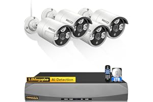 OOSSXX (HD 2.7K 5.0MP with Audio) 60 Days Storage Outdoor Wired Security Camera Systems PoE Outdoor Surveillance Video System