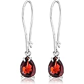 925 Sterling Silver Gemstone Earrings for Women - 7x10mm Teardrop Gemstone - Birthstone Jewelry - Elegant Gift for Wife, Daughter, Sister