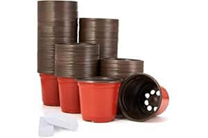 JERIA 200-Pack 4 Inch Plastic Nursery Pots Come with 200 Pcs Labels, Seedling Flower Plant Container and Seed Starting Pots
