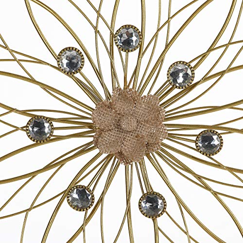 Lechesis 16" Gold Metal Flower Wall Art Decor With Acrylic Beads and