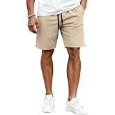 COOFANDY Mens Casual Shorts Cotton Drawstring Elastic Waist Lightweight 9" Chino Golf Shorts Summer Beach Shorts