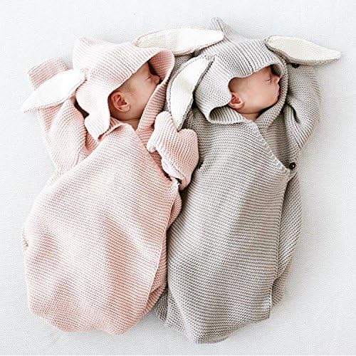 Lunaya Newborn Baby Wrap Swaddle Blanket, Oenbopo Baby Kids Toddler Knit Blanket Swaddle Sleeping Bag Sleep Wrap for 0-7 Month Baby-Pink