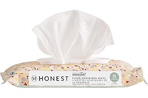 The Honest Company Clean Conscious Unscented Wipes | Over 99% Water, Compostable, Plant-Based, Baby Wipes | Hypoallergenic for Sensitive Skin, EWG Verified | Terrazzo, 36 Count