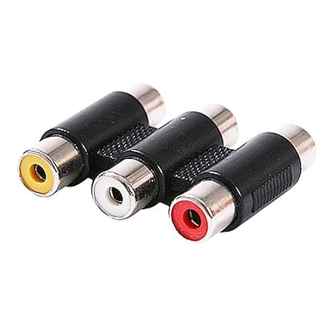 HDE Triple Jack Female to Female RCA Audio / Video A/V Bridge Coupler Adapter