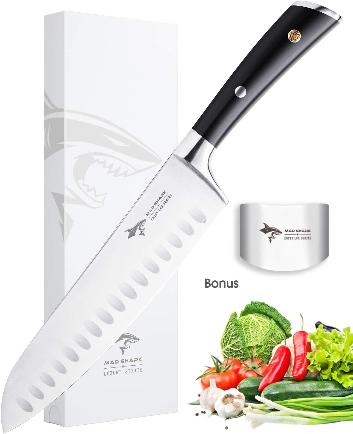 Amazon Com Santoku Knife Mad Shark Pro Kitchen Knives 8 Inch