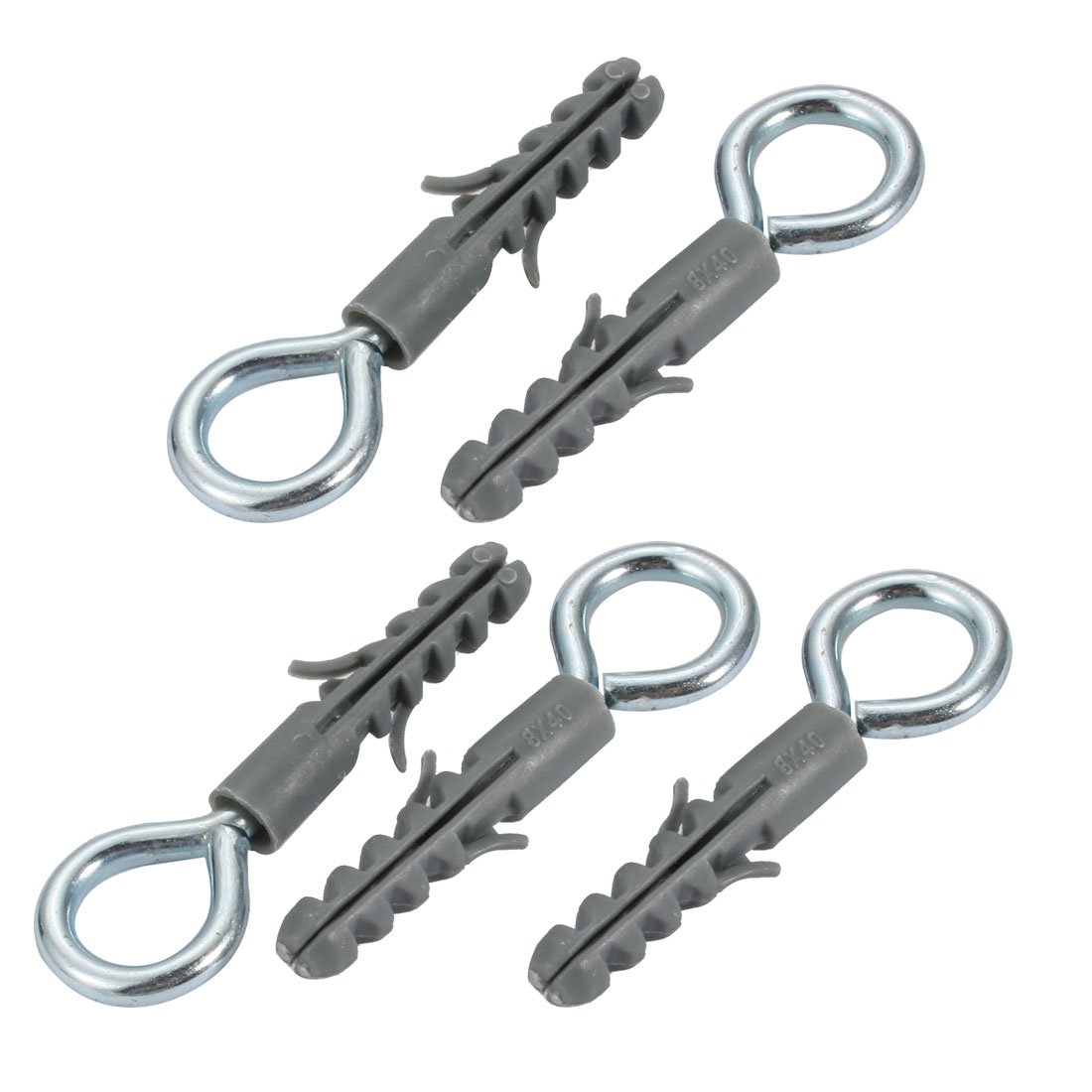 Sourcingmap 5pcs 8mmx40mm Self Drilling Drywall Anchor Gray w 12.5mm Zinc Plated Inner Dia Screw Hook Eye