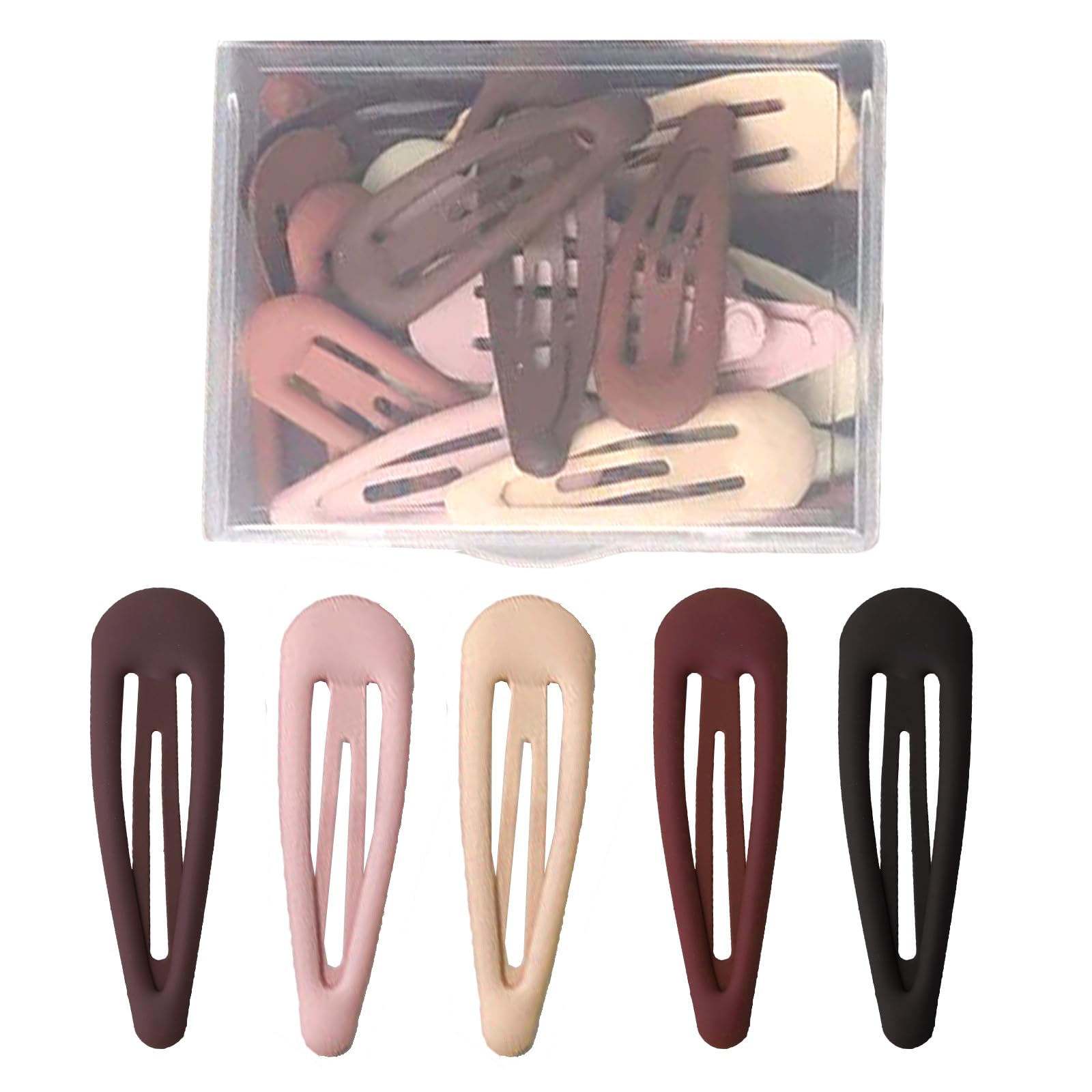 30 Matte Snap Hair Clips, 1.9x0.55 Inch Metal, Colorful for Women, Girls and Fine Hair (5 Colors)