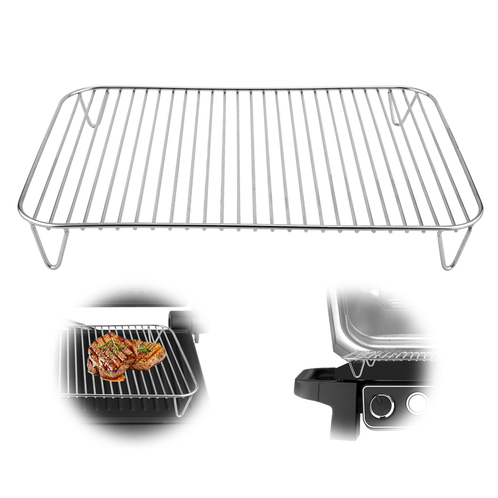 PEUTIER Grill Rack for Ninja Woodfire, Stainless Steel Roast Rack Set Barbecue Cooking Stand for Ninja Woodfire Outdoor Grill & Smoker BBQ Camping Picnic Grill Accessories
