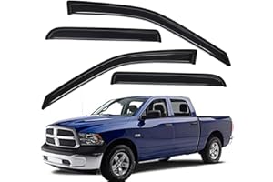 WV94109 Extra Durable Outside-Mount Car Window Visors Rain Guards, Fit 2009-2018 Dodge Ram 1500 Crew Cab, 2010-2025 Ram 2500 