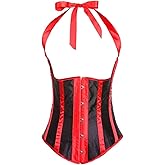 Sapubonva Underbust Corset basques and Corsets plus size bustier halter stripe women top victorian costumes
