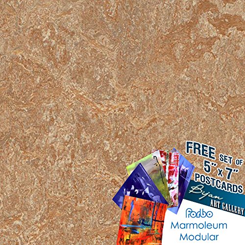 Forbo Marmoleum Modular Tiles 10" x 10" T3233 SHITAKE (1/10" / 2.5mm thick) [26.91 sq. ft./40 tiles per box] - 1 BOX | BUNDLED with Exclusive Bijan Art Gallery Postcards as a FREE Gift