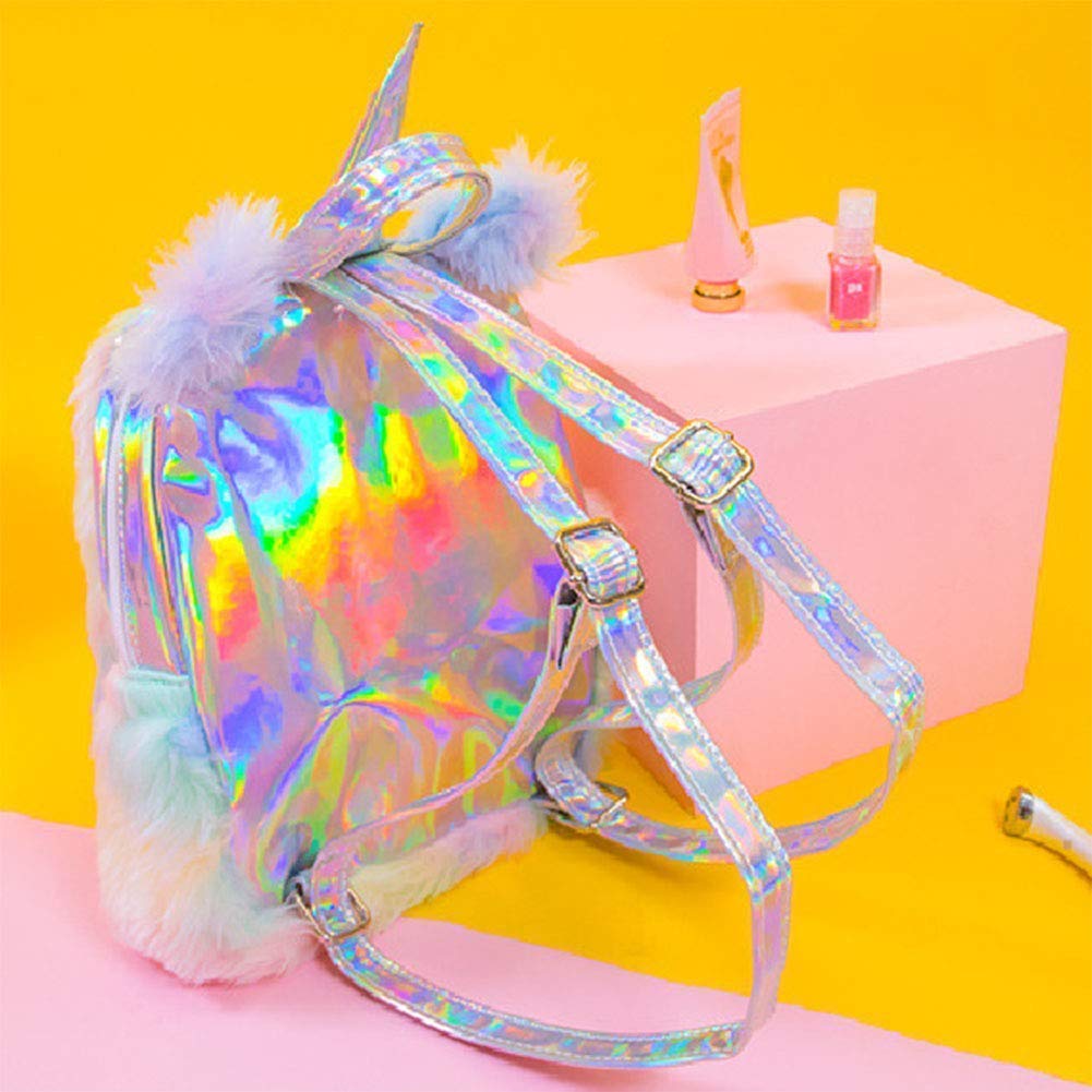 Fanovo Cute Plush Unicorn Backpack, Mini Unicorn Backpack, 3D Unicorn Backpack, Soft Rainbow Backbag Sweet Girls Daughter Gifts 12 inch Bag (Style 1)