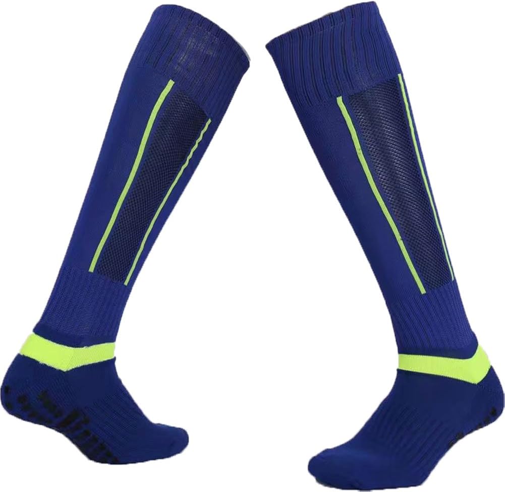 Long Football Socks Full Cotton Sports Socks White Soccer Soccer (Blue