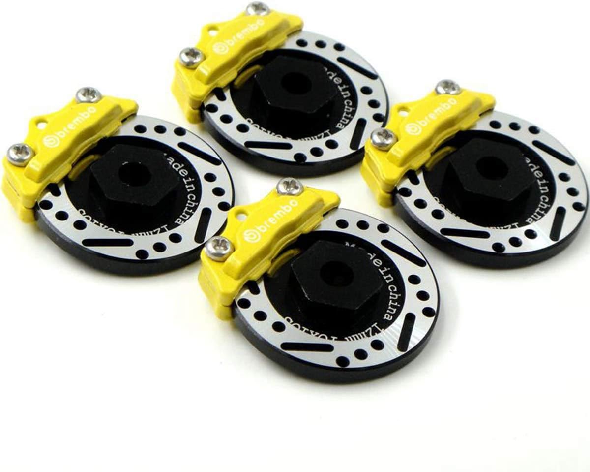 hobbysoul 4pcs RC 1/10 RC Allum Brake Disc Yellow Caliper 12mm Hub for 1/10 RC Racing Model Car