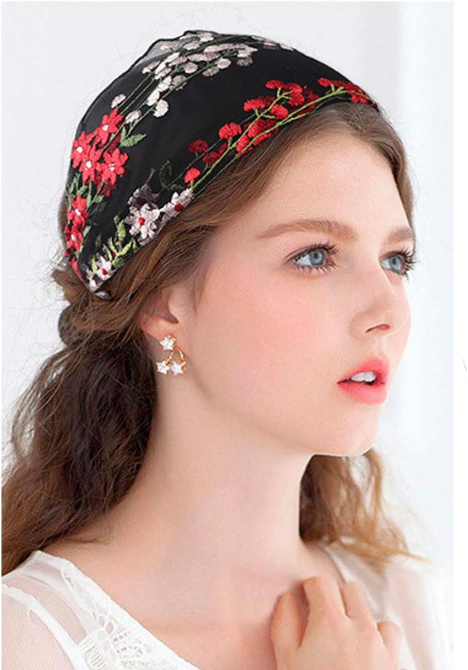 Sethain Boho Headband Vintage Wide Stretchy Headwrap Yoga 4 Pack Hairband For Women and Girls Lace Embroidery - Image 4