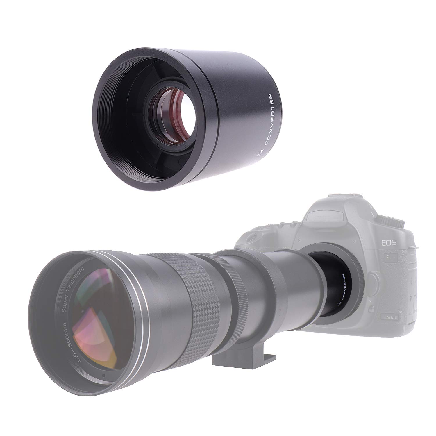 Fotga 2x Teleconverter Magnification Lens Converter Adapter for T2 T-mount 420-800mm 500mm 900mm 650-1300mm Mirror Telephoto Lens