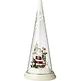 Lenox Figurine, Merry & Magical Light-Up Santa with Gifts Figurine, Porcelain, Encased in Glass, Christmas Decorations, Christmas Decor Indoor (1-Piece, 11.5-Inch Height) 3 AA Batteries Not Included