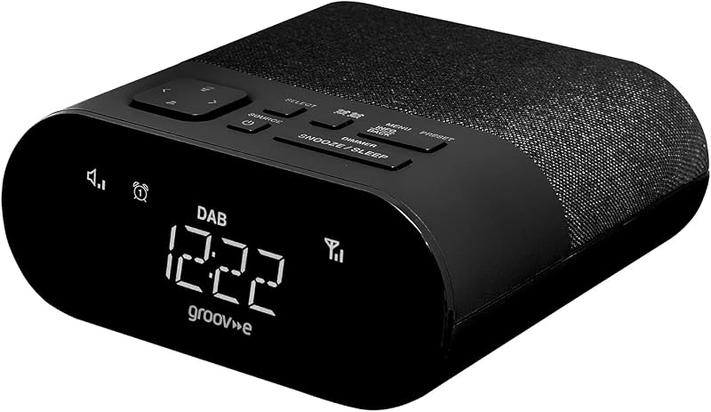 groov e Roma DAB FM Clock Radio with USB Charging Port Black