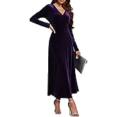 UUXQOYGR Women Velvet Maxi Dress Long Sleeve