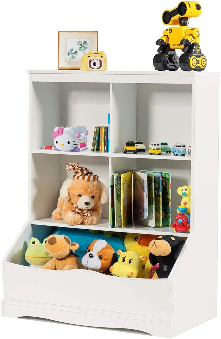 Giantex Storage Cubby Toy Organizer, 3 Shelf 4 Cube Units
