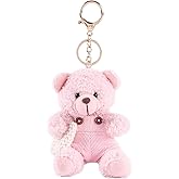 Sefcouscy Teddy Bear Keychain with Removable Clothes - Cute Plush Bag Charms Pendant Gift for Women Handbag Purse Backpack