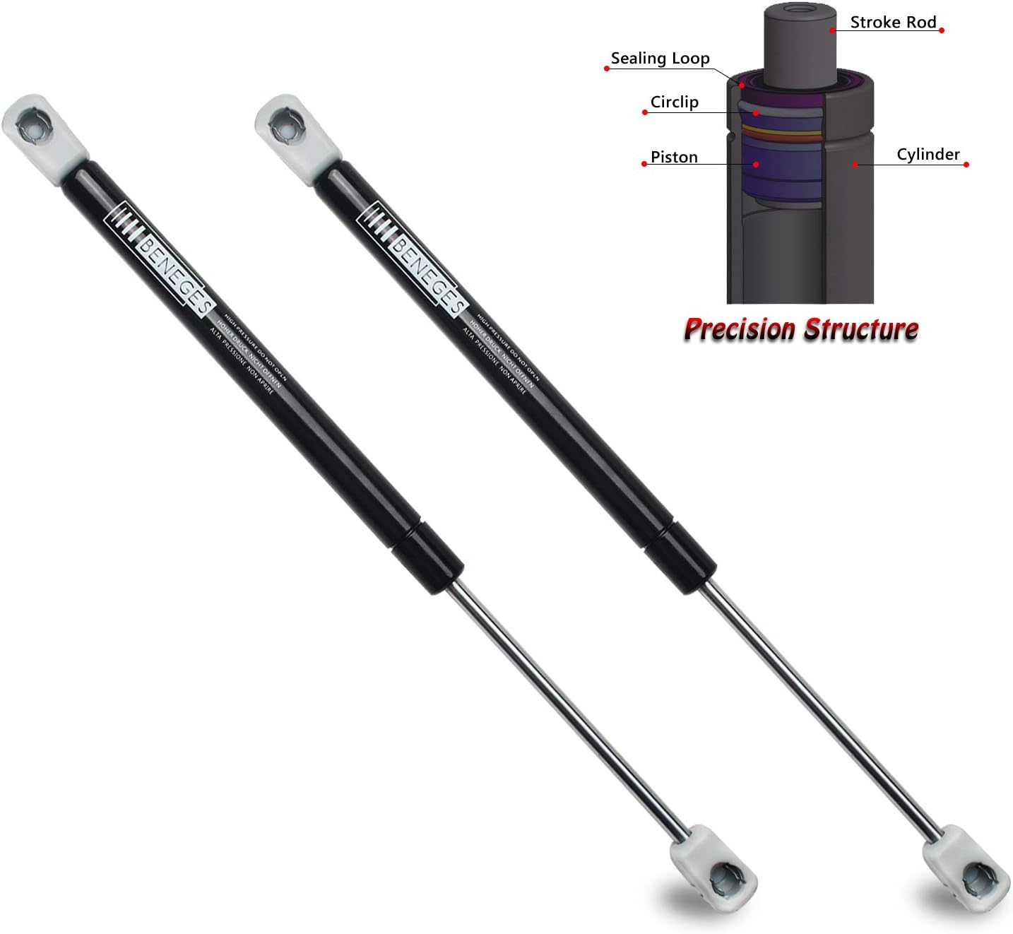 2PCs Universal Gas Charged Lift Supports Spring Struts Shocks Dampers Force 30 Lbs/133 N Per Prop, Force Per Set 60 Lbs/266 N, Extended Length 13 inches SE130P30, C1604464A