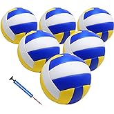 Zantrech 6 Pack Official Size 5 Volleyball Balls of Composite Leather Inflatable with Pump for Womens, Mens, for Outdoor, Indoor, Beach, Pool