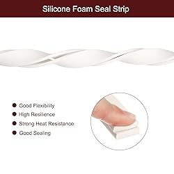 uxcell Silicone Foam Seal Strip, 0.12" x 0.6" x