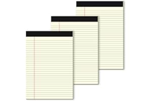MUIANG 3 Pack Legal Pads 8.5 x 11 Yellow Note Pads 8.5 x 11 - 30 Sheets per Notepad - Double-Sided Printing, Perforated, Wide Ruled Writing Pads with Premium Quality 80gsm Paper & Thick Cardboard Backing