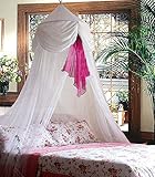 White & Pink Chiffon Furbelow Princess Bed Canopy By SID