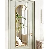 KOMCOTE Full Length Mirror 48x14 Inches - Over The Door Hanging Mirror for Bedroom, Living Room, Closet - Arch Floor Mirror, 