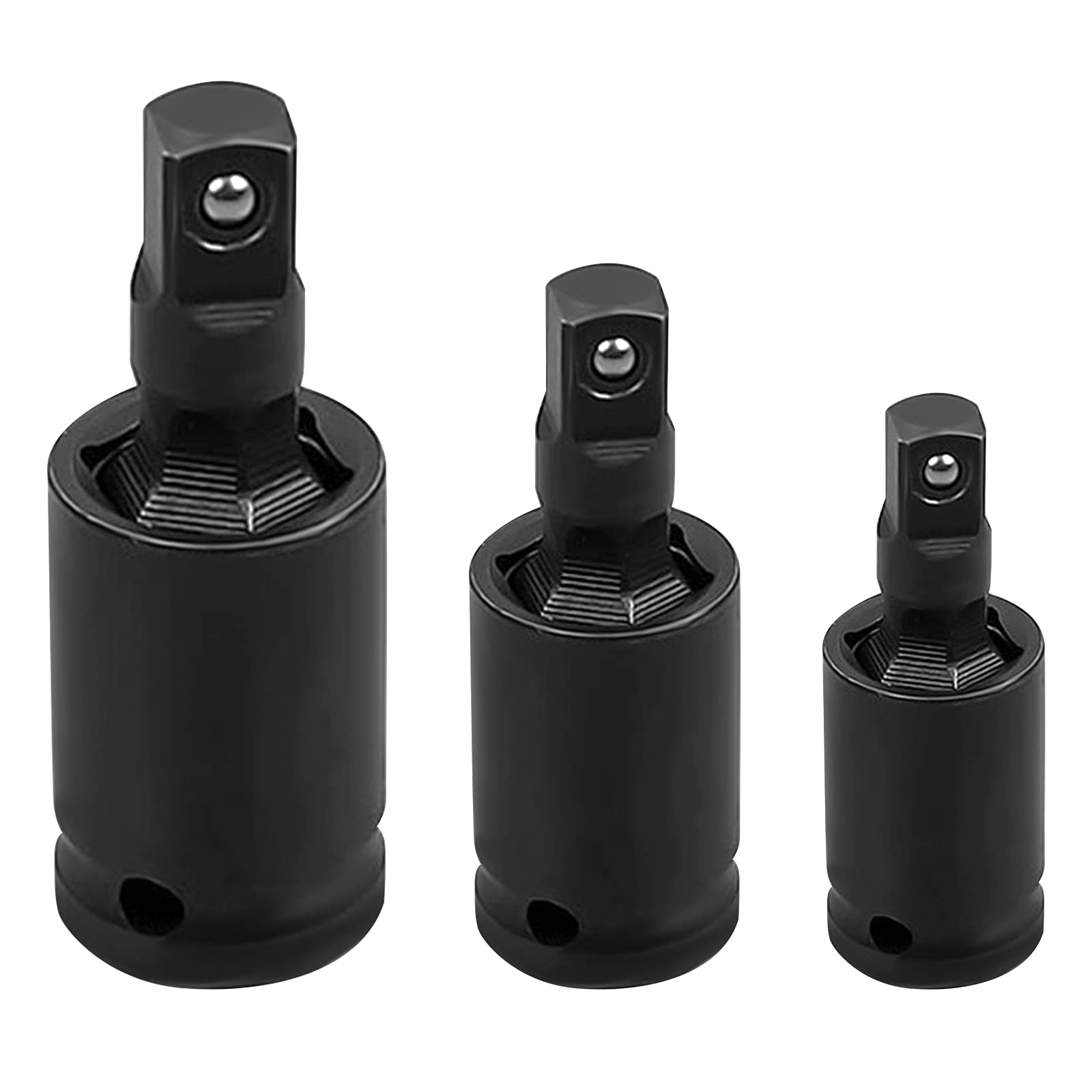 Impact Universal Joint Socket Set, Impact Wobble Socket Adapters, 3/8" 1/2" 1/4" Impact Driver Socket Adapters, 3 Piece U-Joint Swivel Drive Adapter, Ball Spring Design