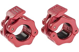 Hacuba Fitness 1 Inch Barbell Clamps - Quick Release Pair of Locking 1'' Diameter Standard Bar Weight Plates Collar Clips for Workout Weightlifting Fitness Training Bodybuilding (Red)