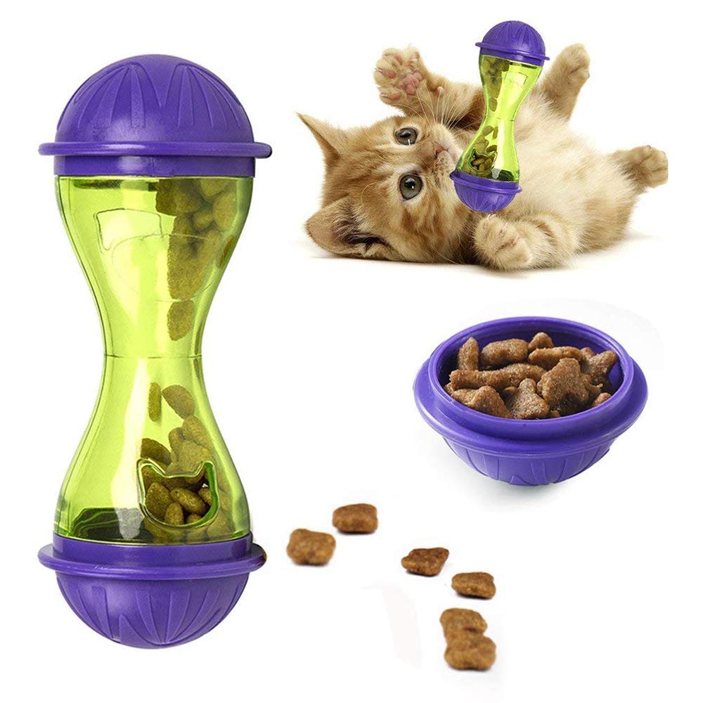 SUNNEE Cat Food Dispenser - Cat Treat Toy Feeder Toy for Interactive IQ Treat Training (Purple)