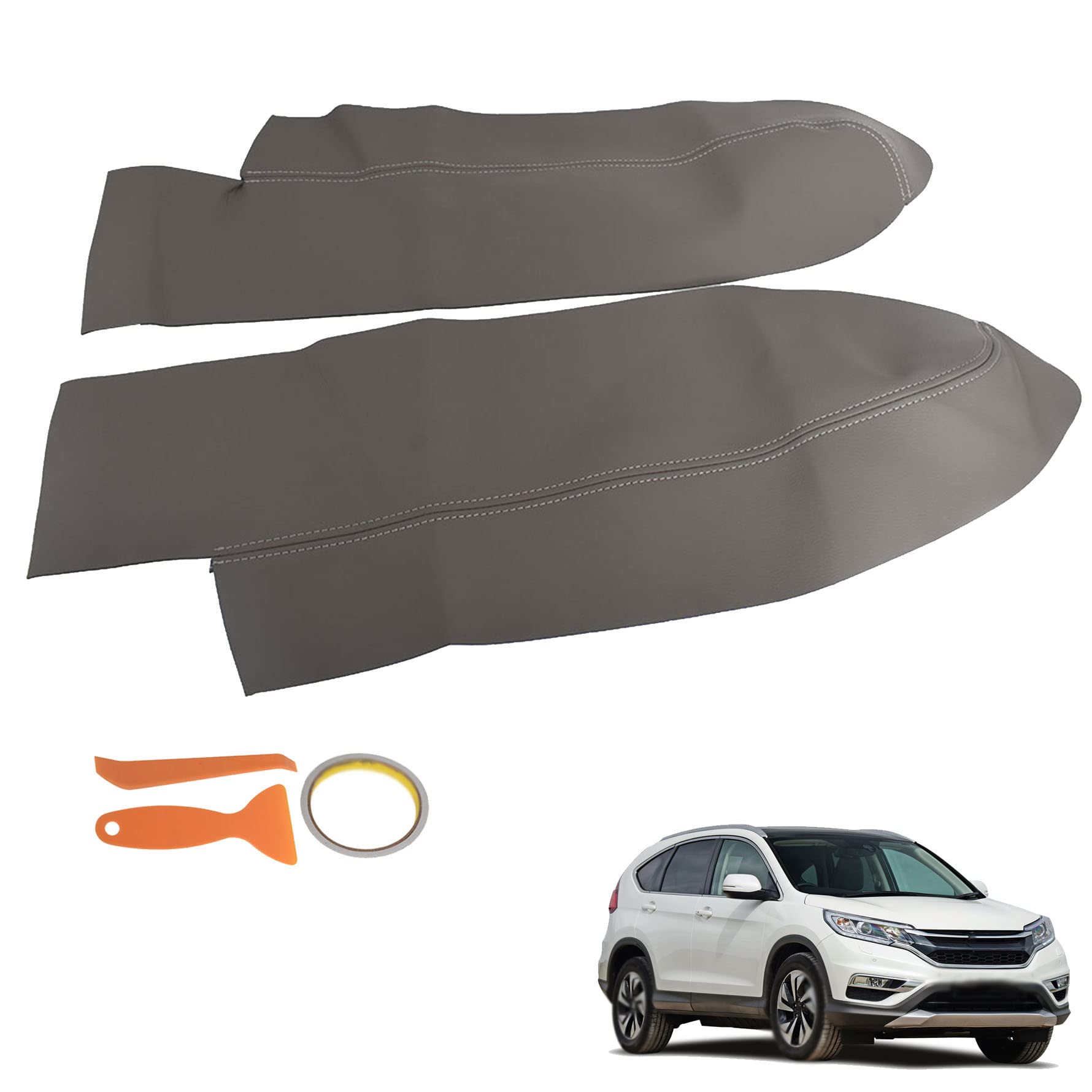 Photo 1 of 2Pcs Gray Front Door Panels Armrest Leather Cover Replacement for 2007-2012 CR-V CRV