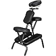 ZENY Portable Massage Chair, Tattoo Spa Therapy Chair, Adjustable, Black, PU Leather, Aluminum, Modern Style, 23"L x 18"W x 42"H, 250 Lbs Weight Capacity, Relaxing