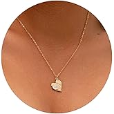 Fremttly Heart Necklace for Women, 14K Gold Plated Birthstone Necklace Cubic Zirconia Heart Pendant Necklace Birthday Gifts for Women