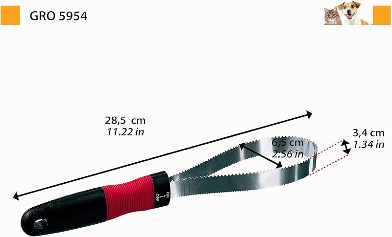 Striglia per cani GRO 5954, Lama a doppia dentatura, Ideale per animali a pelo corto, 28,5 x 6,5 x h 3,4 cm