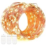 60 LED String Lights, DecorNova Super Bright Color Wire Rope Lights Battery Operated on Long Copper Color Ultra-Thin String Copper Wire for Home Party , 9.8 feet,Warm White , 3 Set