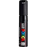 uni&reg; POSCA PC-7M Water-Based Paint Markers, Broad Tip (4.5-5.5mm), Black | Wide tip for smooth full coverage on large projects, water-based opaque paint for 50+ surfaces, quick-drying, ACMI-certified