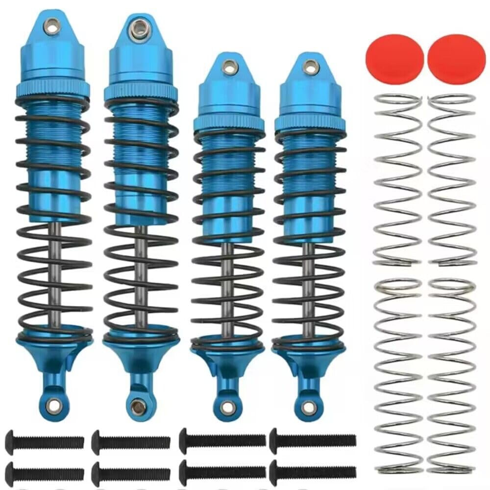RCAWD Full Aluminum Big Bore Shocks for Traxas Slash 4WD 4x4 Upgrades Parts, 1/10 Stampede 4WD 4x4, Hoss 4WD 4x4,Traxas Rustler 4WD 4x4(Blue)