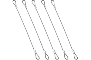 PATIKIL 2mmD x 8" L Outdoor Travel Security Cable, 5PCS 304 Stainless Steel Safety Wire Rope Luggage Anti-Theft Cable with Lo