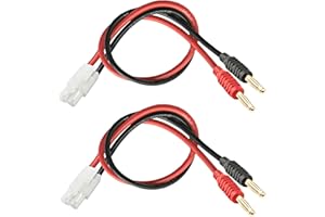 WOODGUILIN Tamiya Connector Plug to Banana Plug Adapter 4mm, 2 PinTamiya Plug Connector 2 Pcs with 14AWG 30CM Charging Cable, RC Battery Connector for Helicopter Quadcopter Lipo Battery (Tamiya)