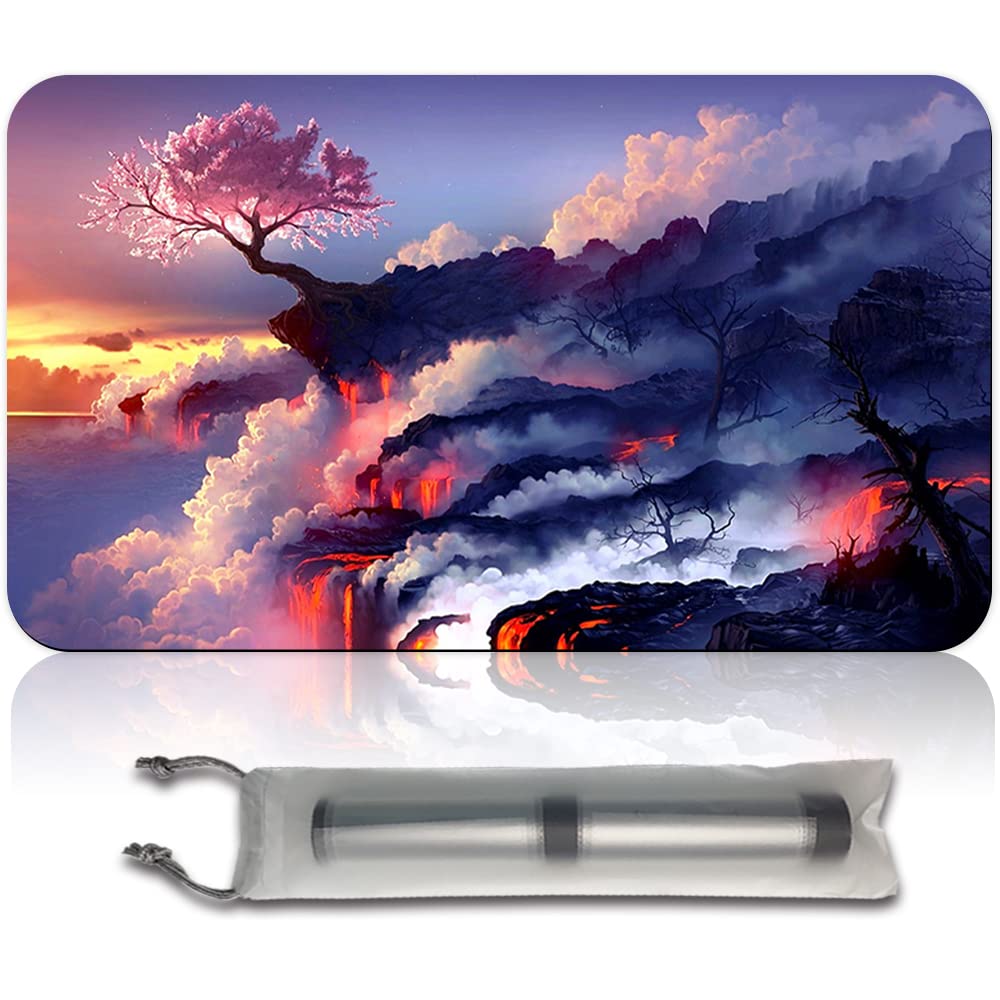 Four leaves Pink Tree, MTG Board Game Mat + Free Waterproof Bag, Size 60 x 35 cm, Compatible with Digimon MTG TCG CCG RPG