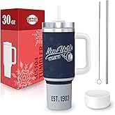 New-York 30 oz Tumbler with Handle and Straw,Car cup,Coffee Mug,100% Leakproof Insulated Tumbler with Lid and Straw,Made of Stainless Steel,Cup Holder Friendly Base,Classic Collection Gifts for Fans