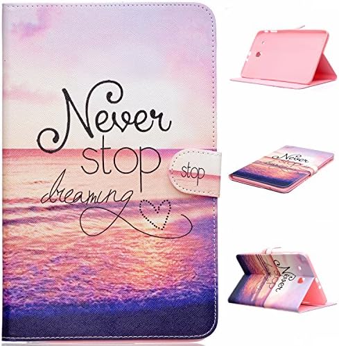 T560 Case, Crosstree PU Leather Stand Feather with 3 Built-in Card Slots,Money Pocket Flip Cover Magnetic Closure Cover For Samsung Galaxy Tab E 9.6 Inch SM-T560 Tablet (Never Stop)
