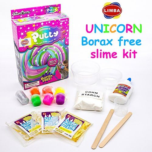 Unicorn Slime Kit - Borax free slime - Rainbow Slime Kit for Kids by LIMBA – Make Your Own Colorful Slime Kit – Get Unicorn Slime Making Kit
