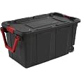 thumbnail image 2 of Heavy-Duty 40 Gallon Wheeled Industrial Tote - Black Plastic - Set Of 2 2 of 6