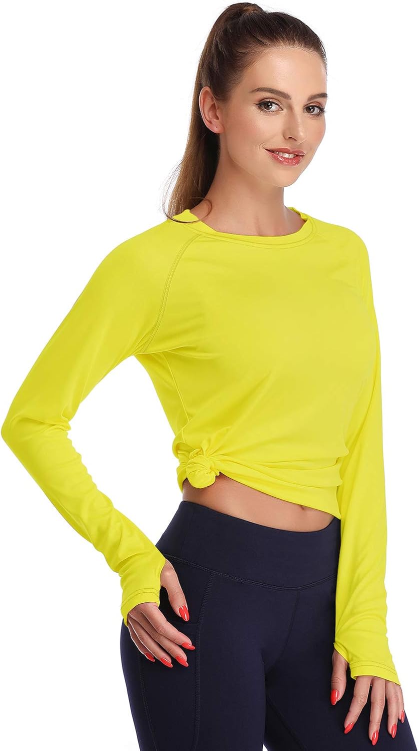 DAYOUNG Womens UPF 50+ UV Sun Protection Long Sleeve T-Shirt Running Hiking Outdoors Performance Athletic Top Thumb Hole: Clothing